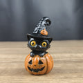 Halloween Witch & Pumpkin Hat Cat Figurines