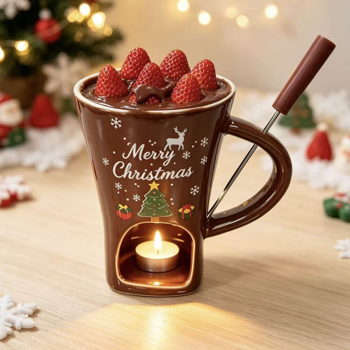 Christmas Chocolate Fondue Mug Set