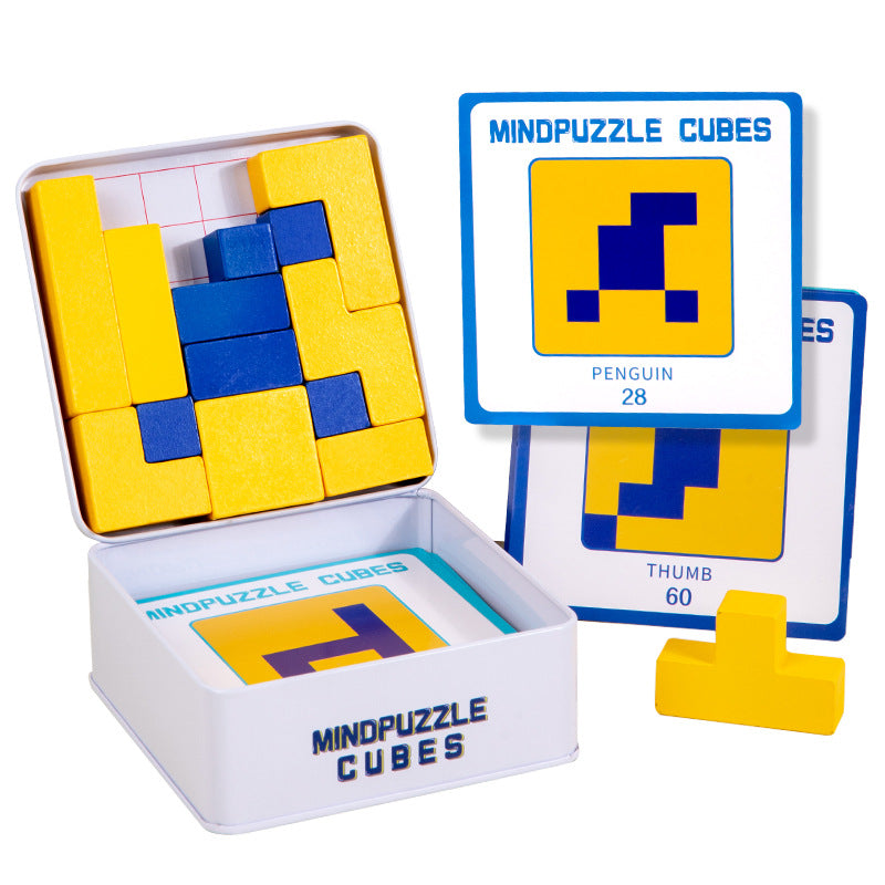 Wooden Shape Puzzle Blocks with Challenge Cards