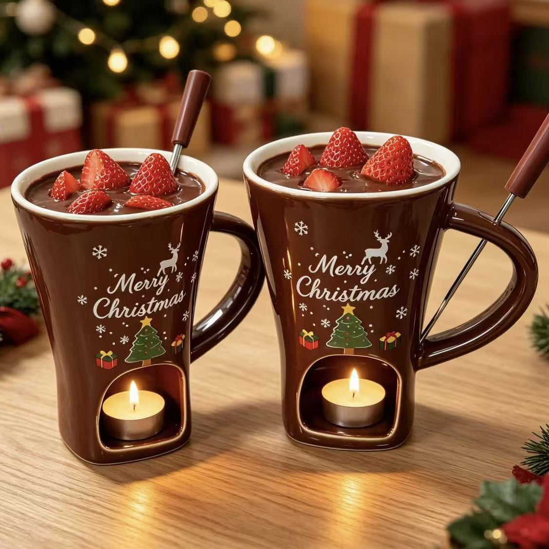 Christmas Chocolate Fondue Mug Set