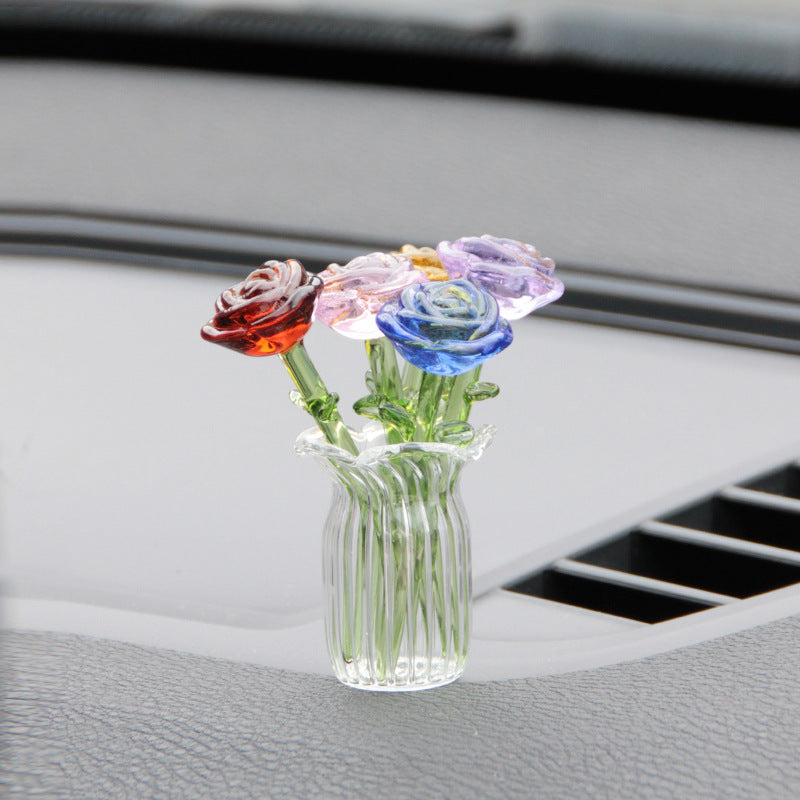 Glass Rose Flower Display