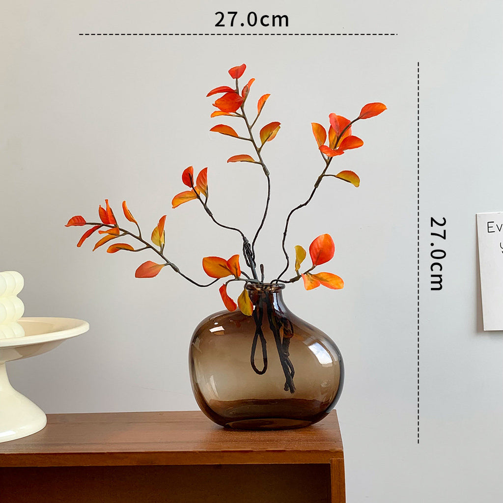Artificial Maple Leaf Branches with Glass Vase