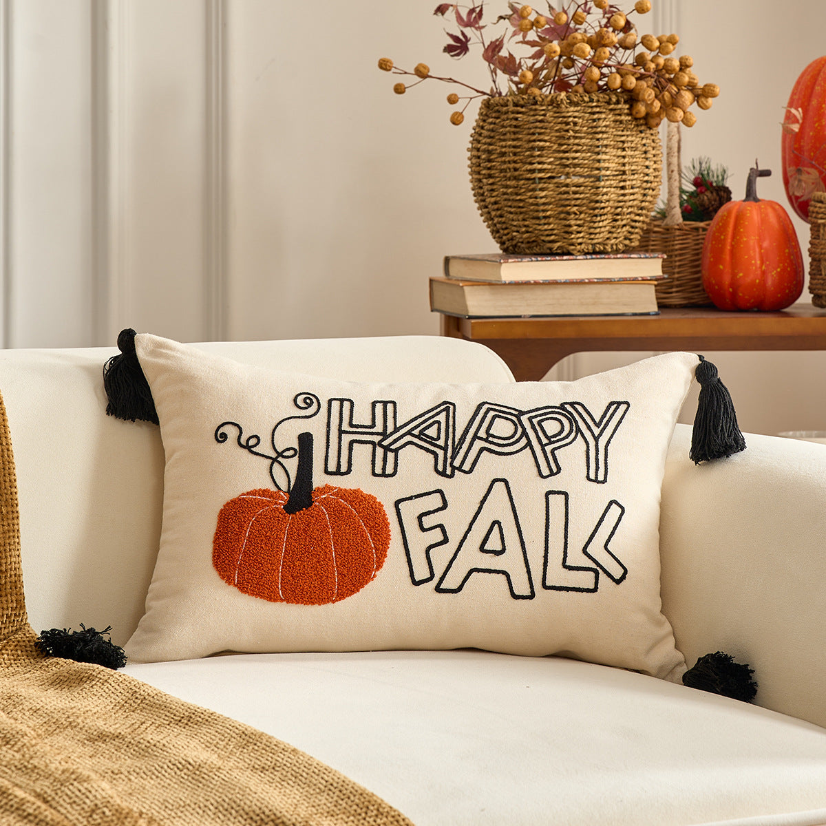 Autumn Pumpkin & Maple Leaf Pillow Covers