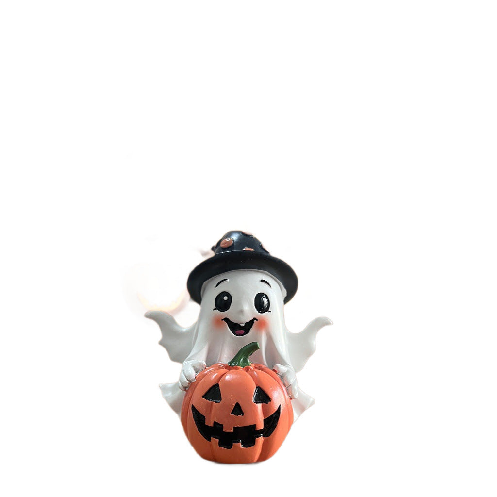 Ghost & Pumpkin Resin Figurine