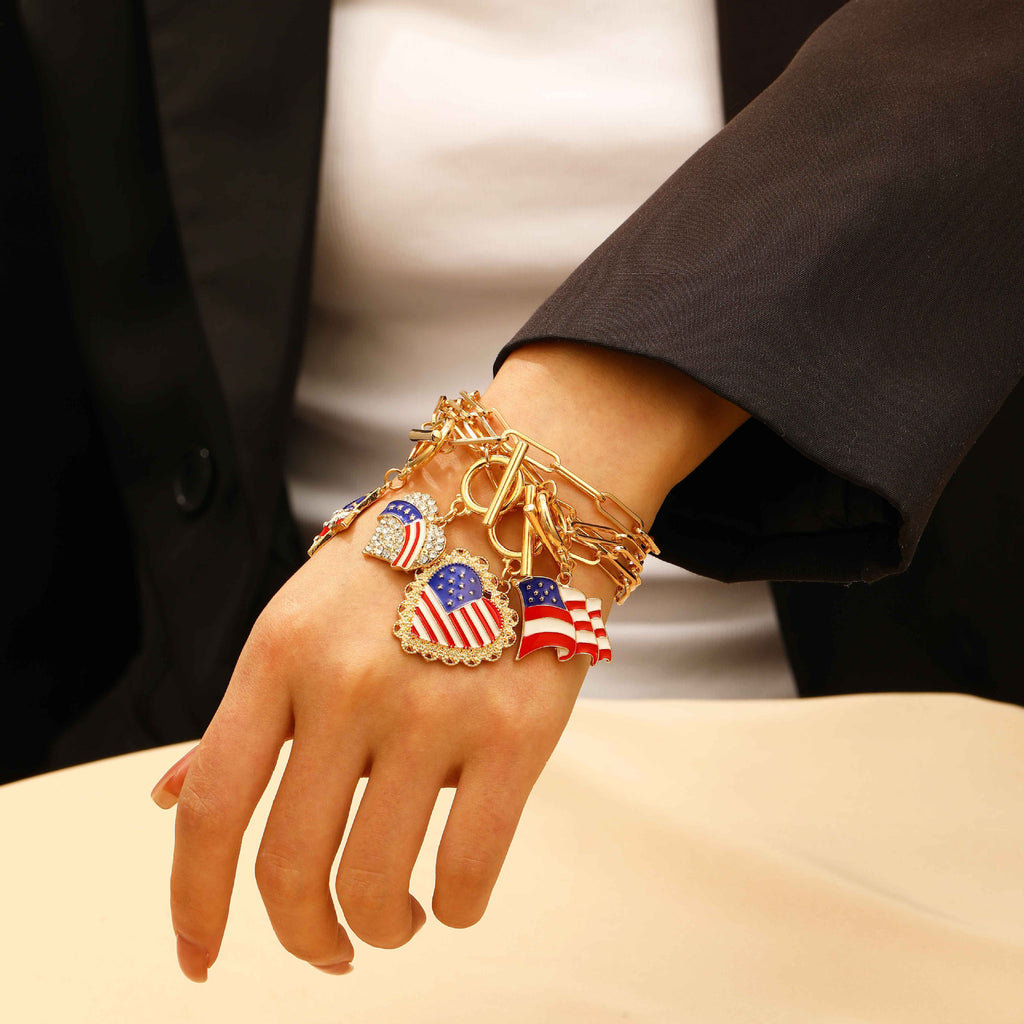 American Flag Charm Bracelet
