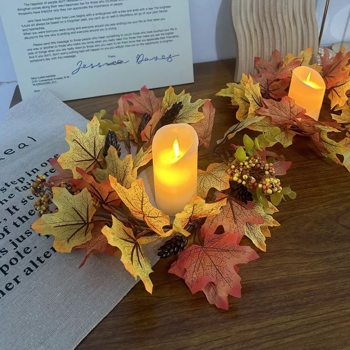 Autumn Maple Leaf Floral Wreath