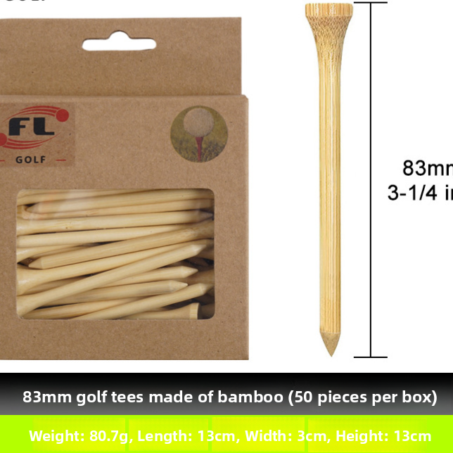 Bamboo Golf Tees - 50 or 100 Pack