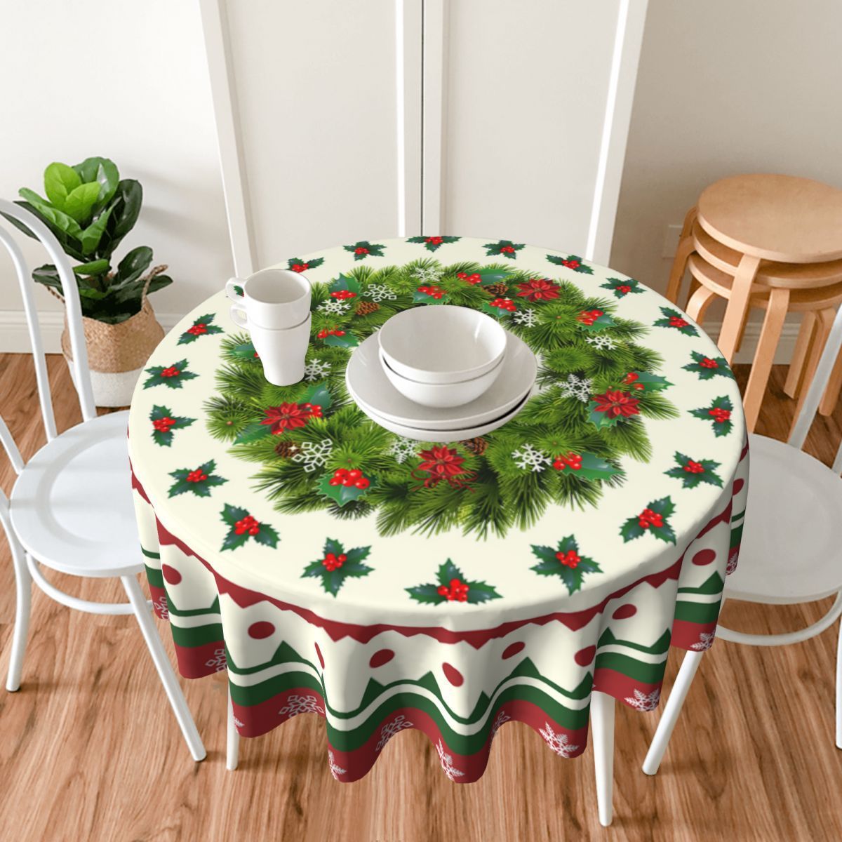 Round Christmas Tablecloth