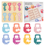 Wooden Lock and Key Matching Puzzle