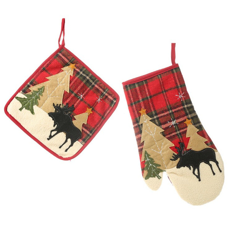 Christmas Checkered Kitchen Mitt & Trivet