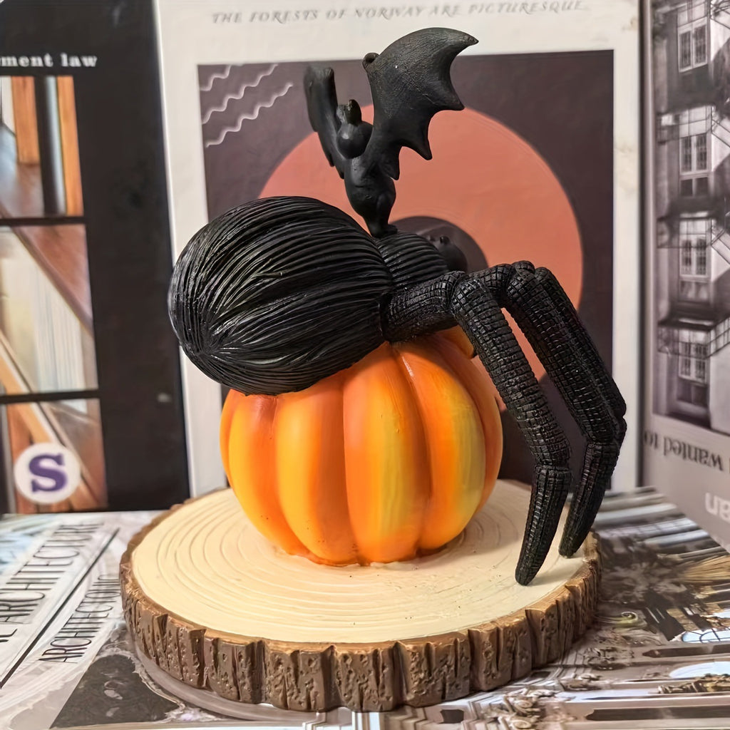 Pumpkin Spider Resin Decoration