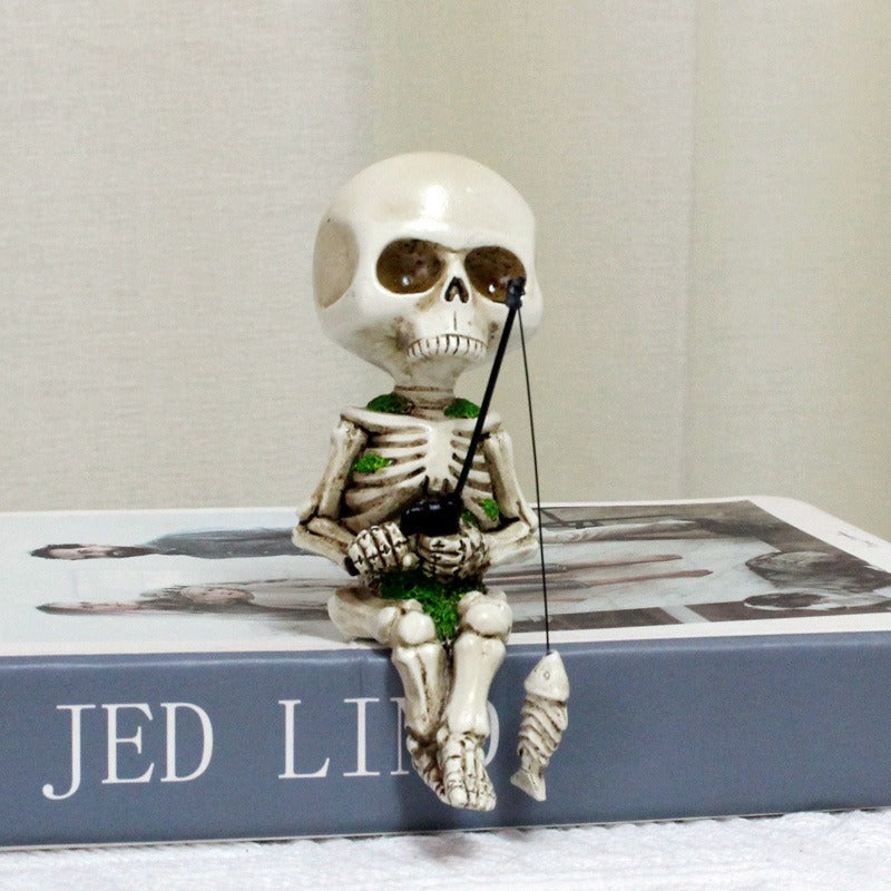 Fishing Skeleton Garden Figurine