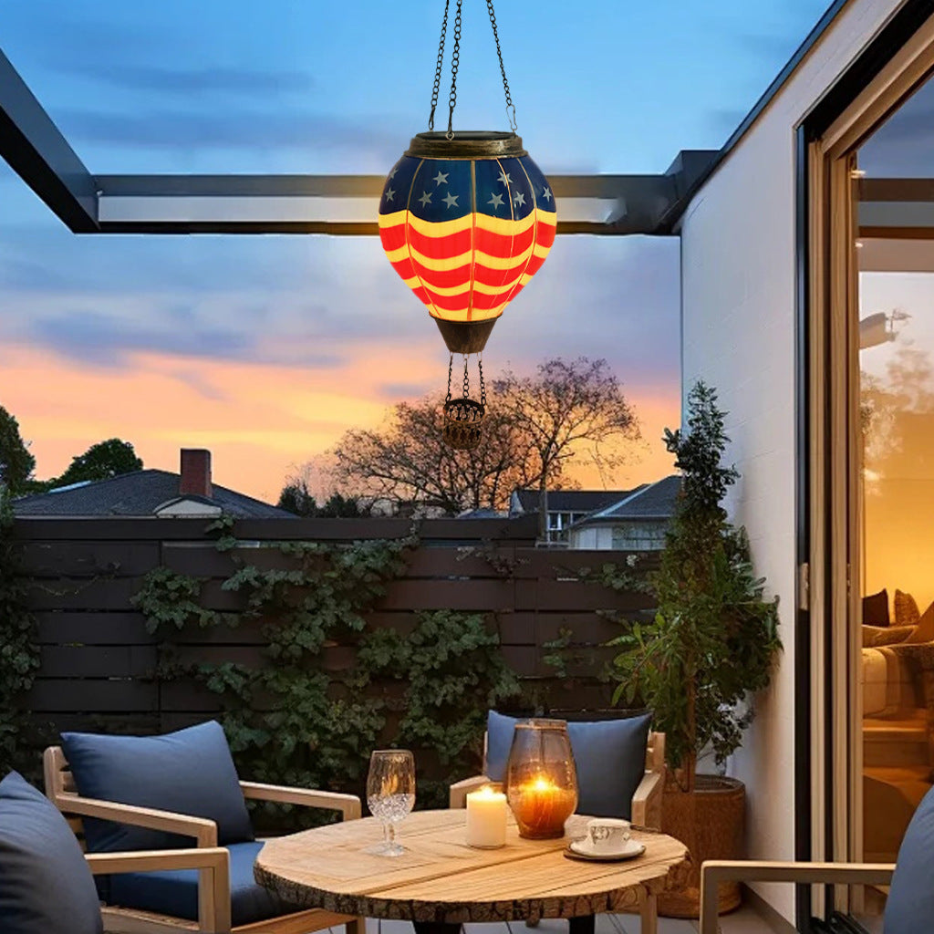 American Flag Hot Air Balloon Solar Lantern