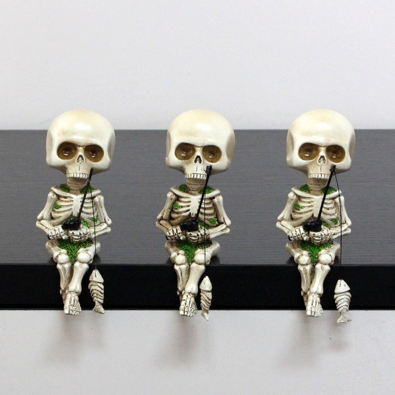 Fishing Skeleton Garden Figurine