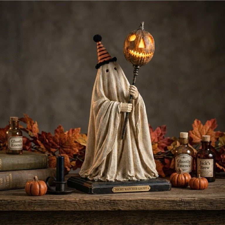Glowing Ghost Pumpkin Figurine