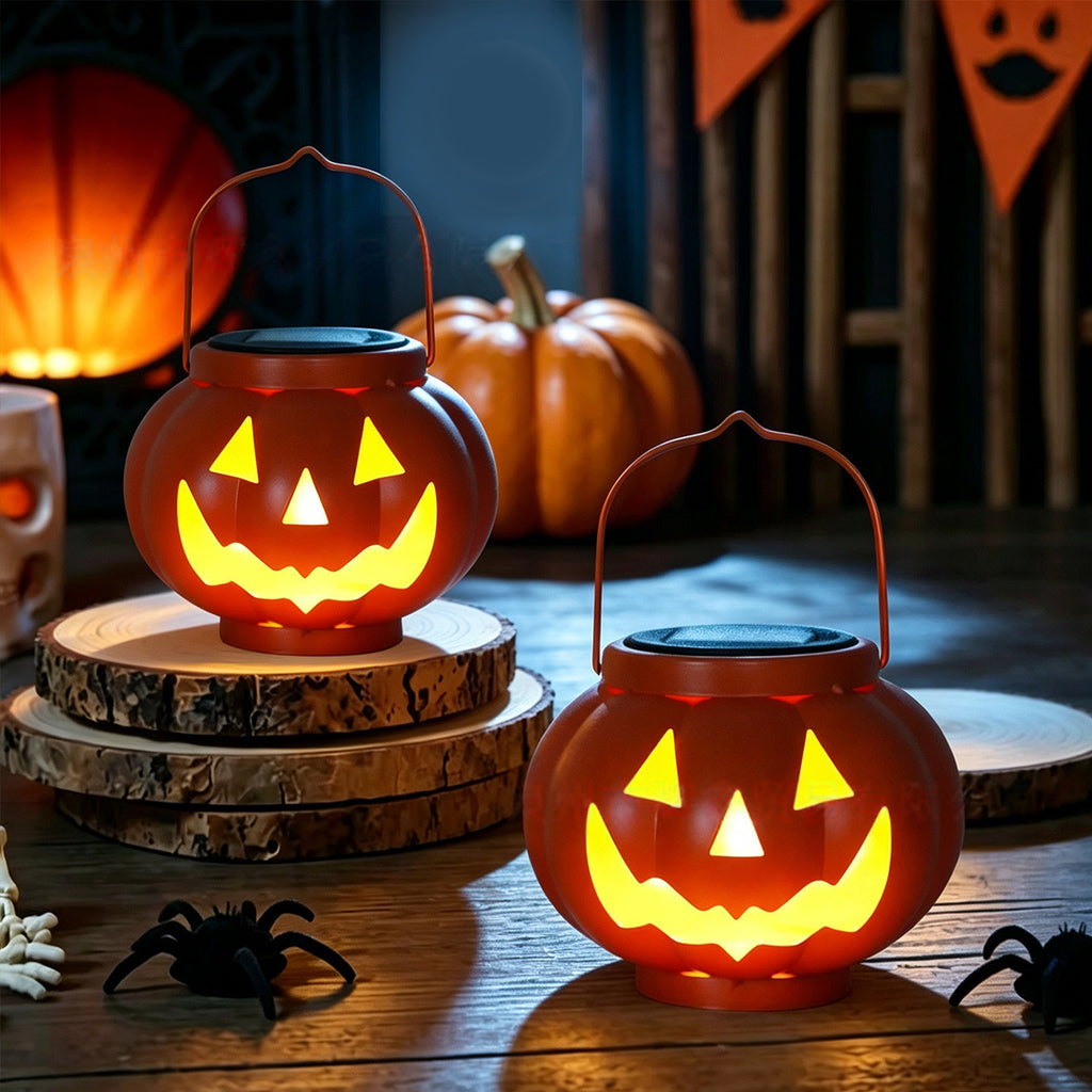 Solar Halloween Pumpkin Iron Lantern