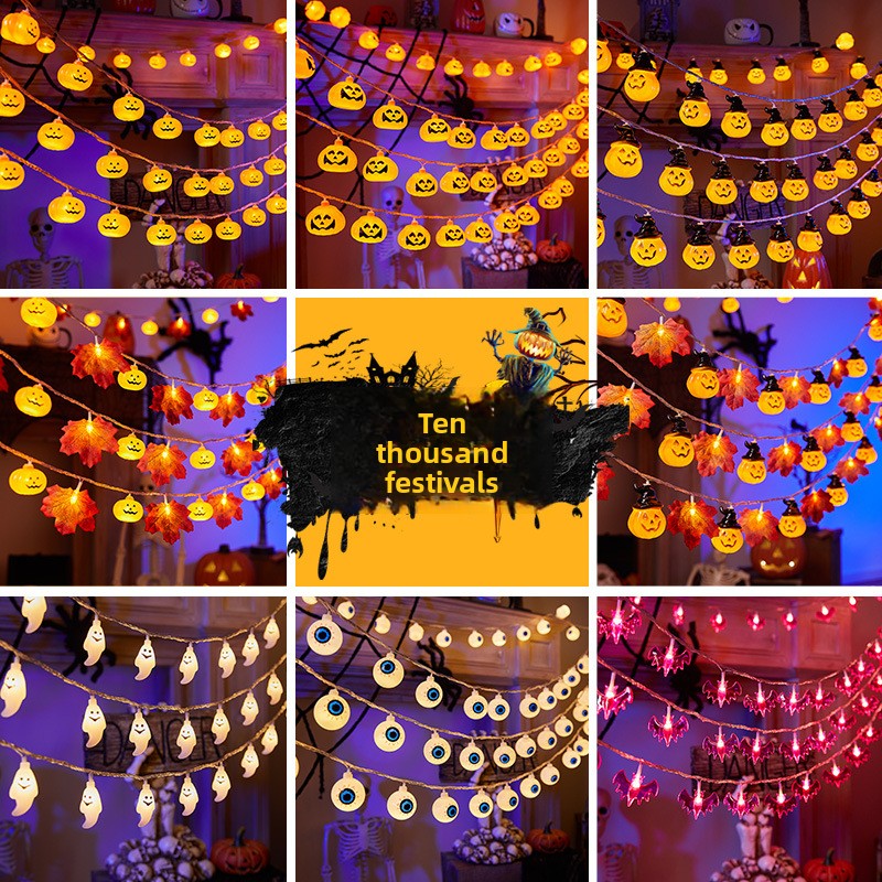 Autumn Pumpkin & Maple Leaf LED String Lights