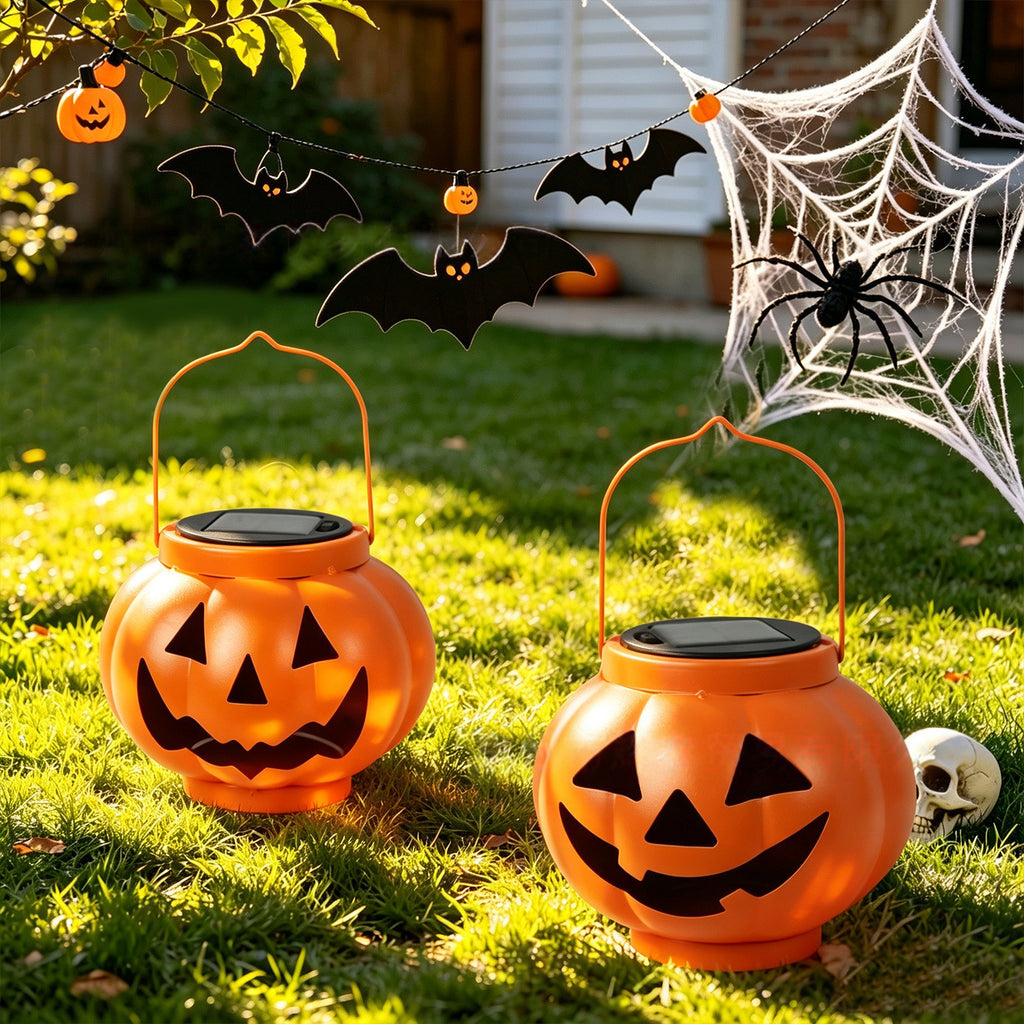 Solar Halloween Pumpkin Iron Lantern