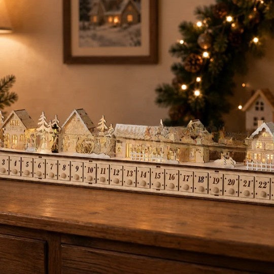 Wooden Christmas Village Advent Calendar