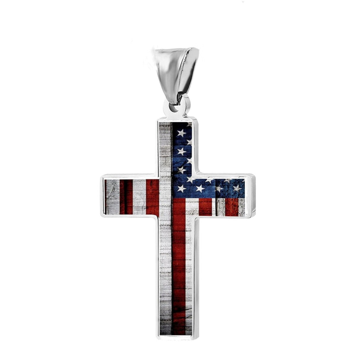 American Flag Cross Pendant Necklace
