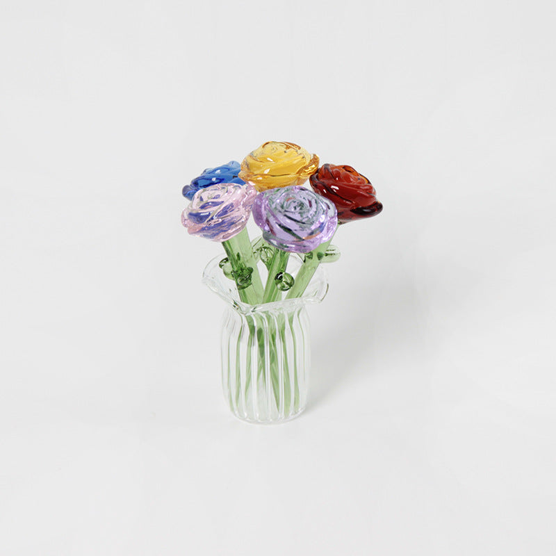 Glass Rose Flower Display