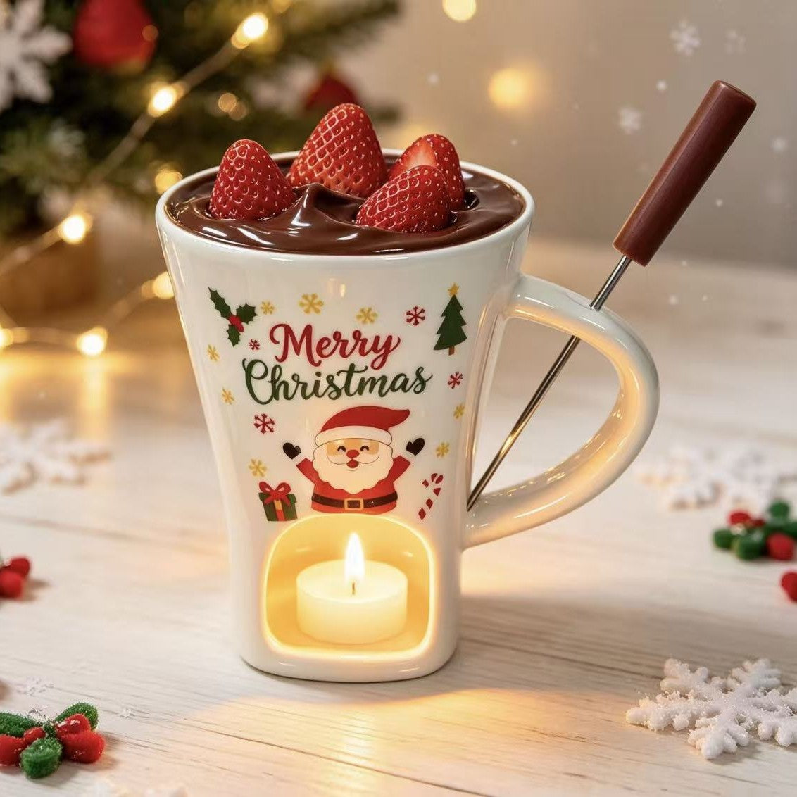 Christmas Chocolate Fondue Mug Set