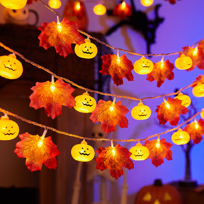Autumn Pumpkin & Maple Leaf LED String Lights