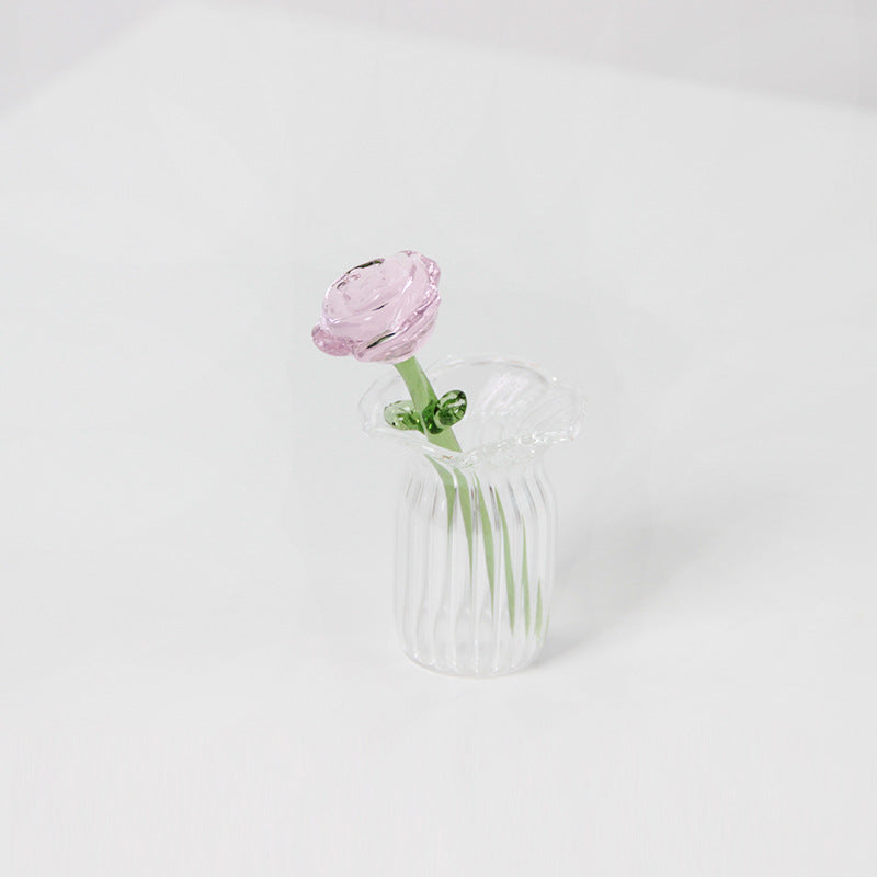 Glass Rose Flower Display