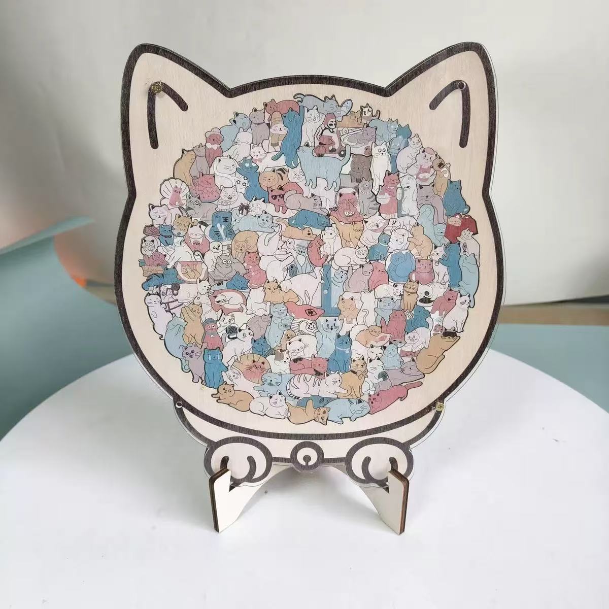 Cat-Shaped Wooden Jigsaw Puzzle