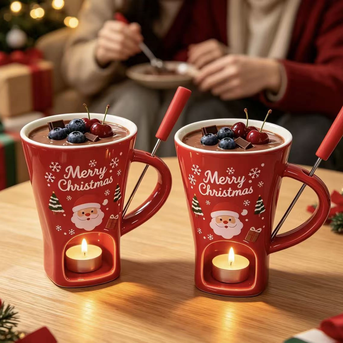 Christmas Chocolate Fondue Mug Set