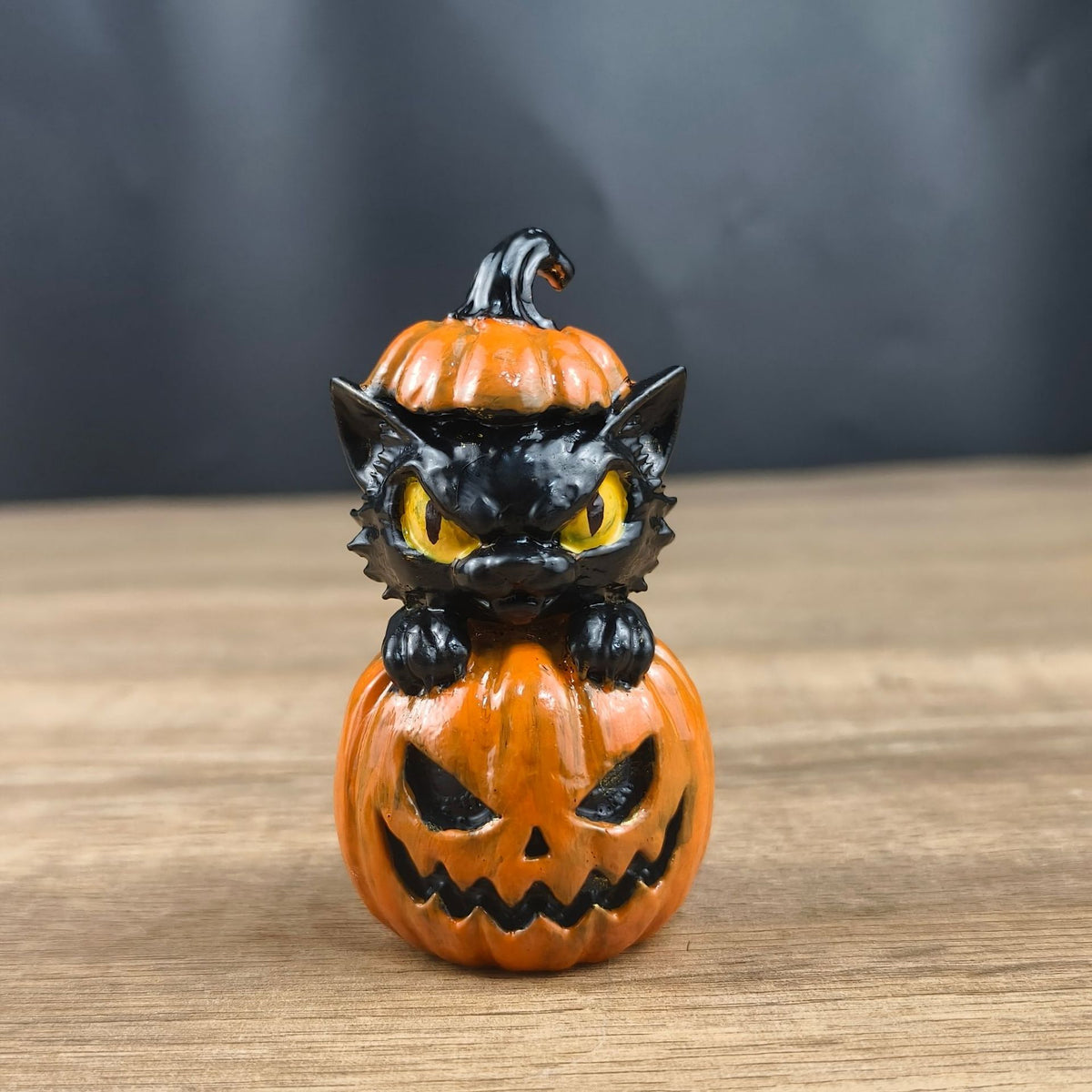 Halloween Witch & Pumpkin Hat Cat Figurines