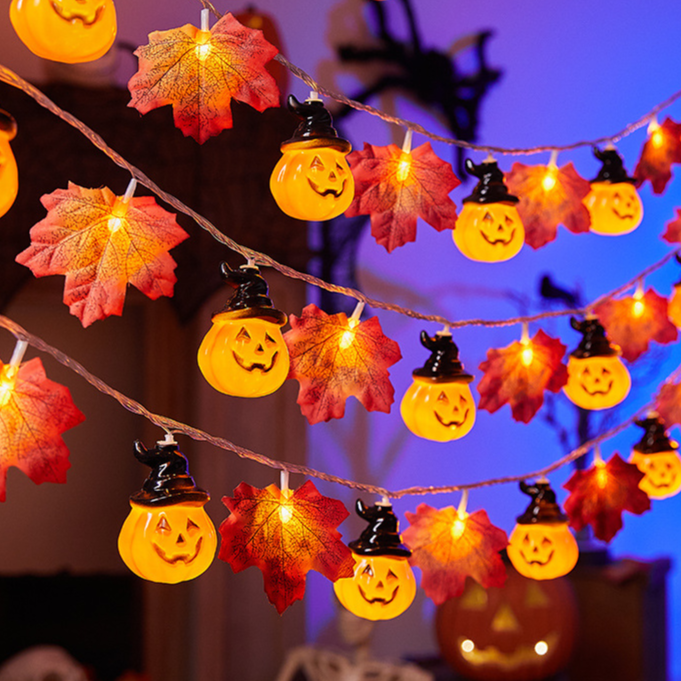Autumn Pumpkin & Maple Leaf LED String Lights