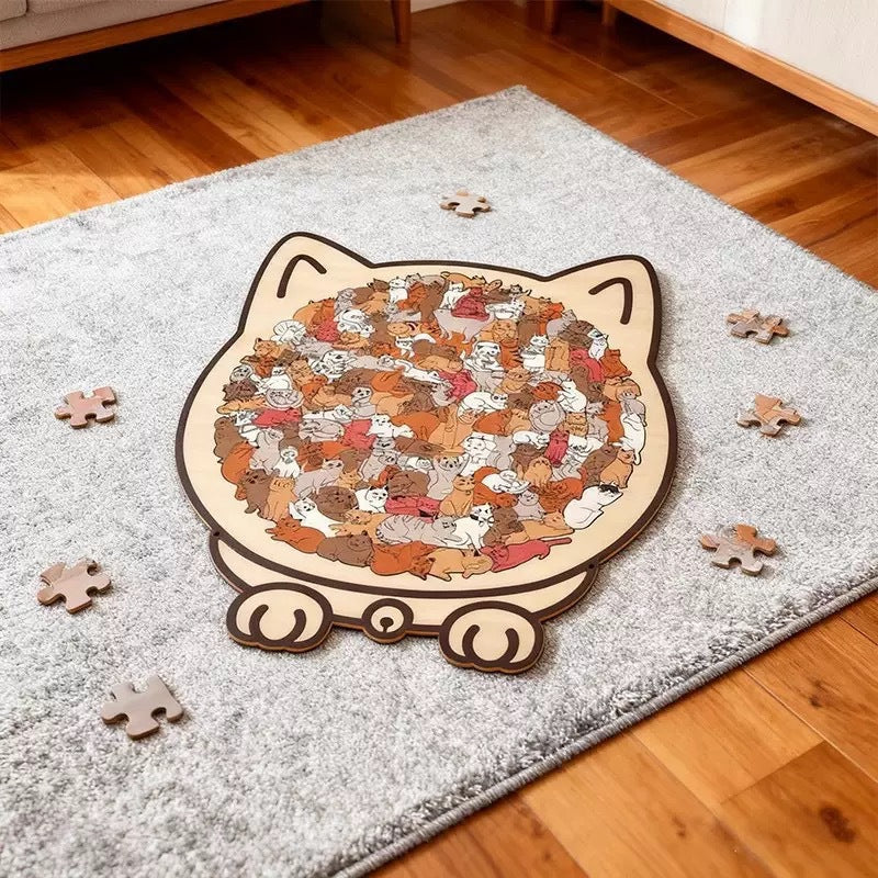 Cat-Shaped Wooden Jigsaw Puzzle