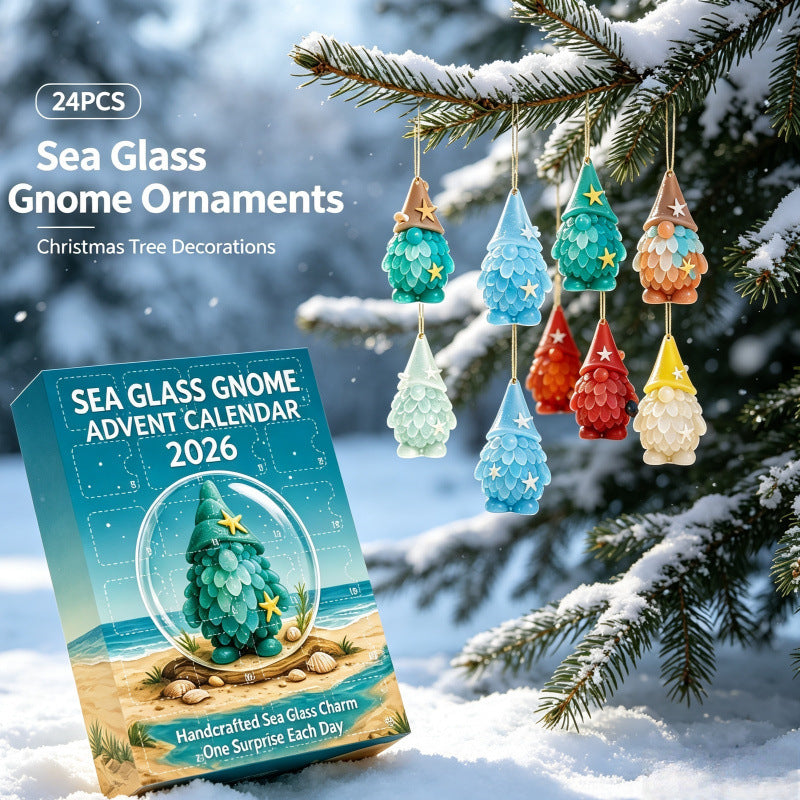 Sea Glass Style Christmas Advent Ornament Set