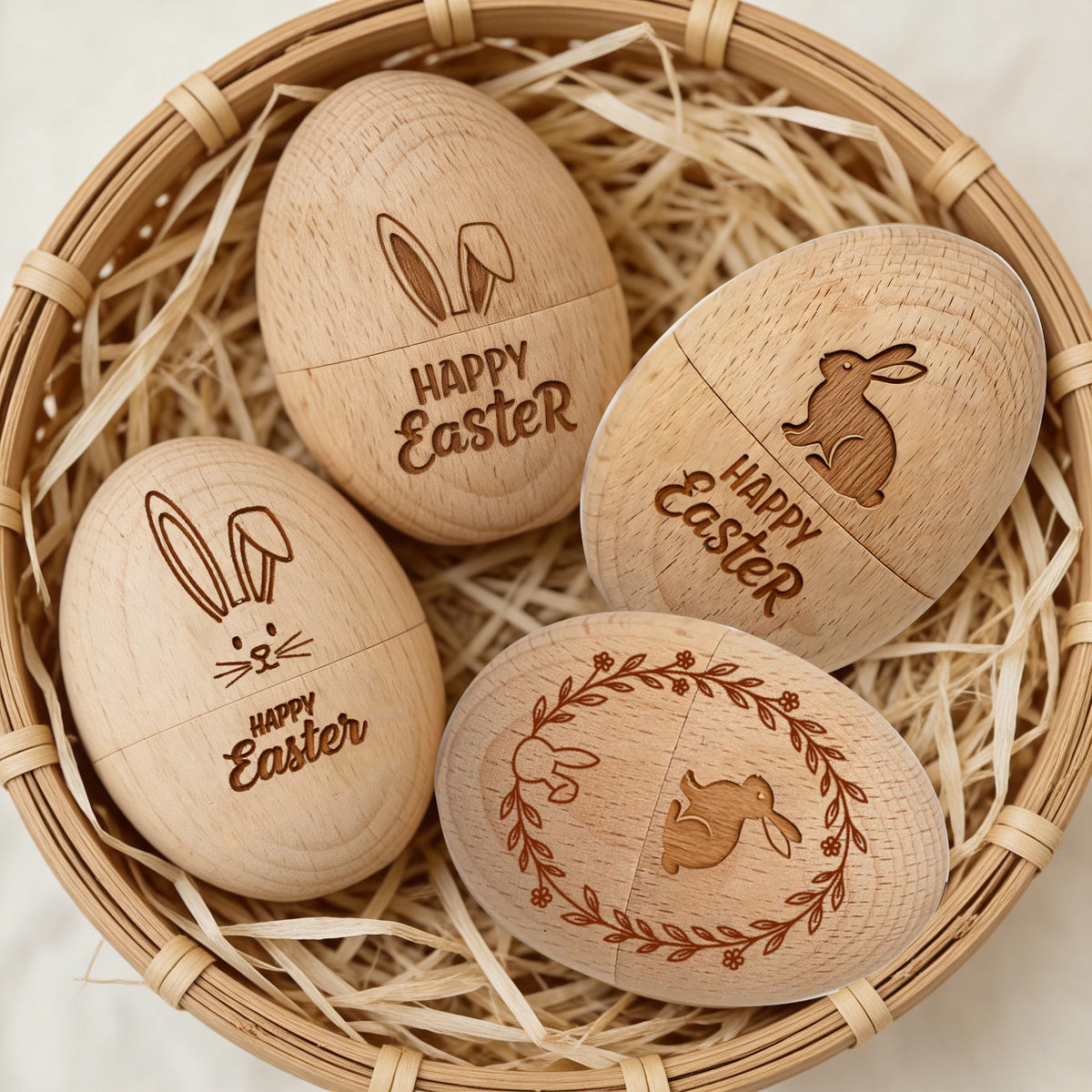 Laser-Cut Wooden Easter Egg Ornaments