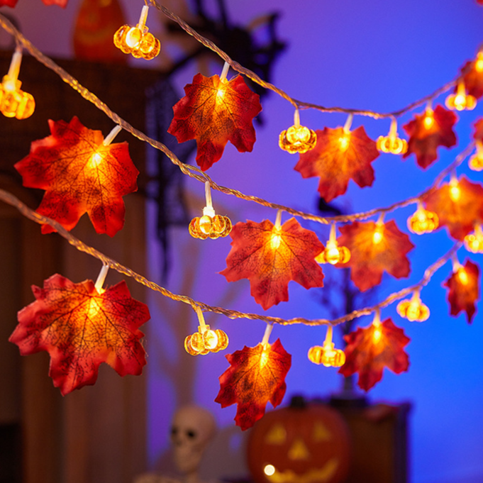 Autumn Pumpkin & Maple Leaf LED String Lights