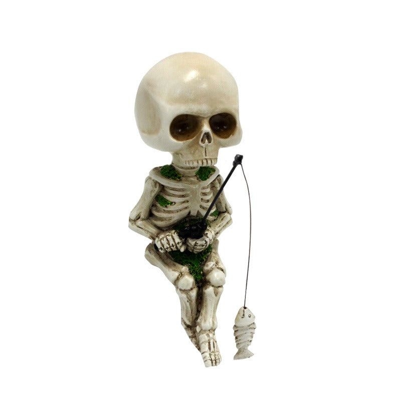 Fishing Skeleton Garden Figurine