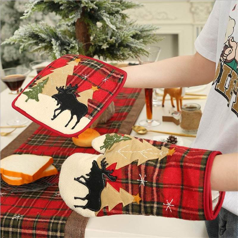 Christmas moose oven mitt set