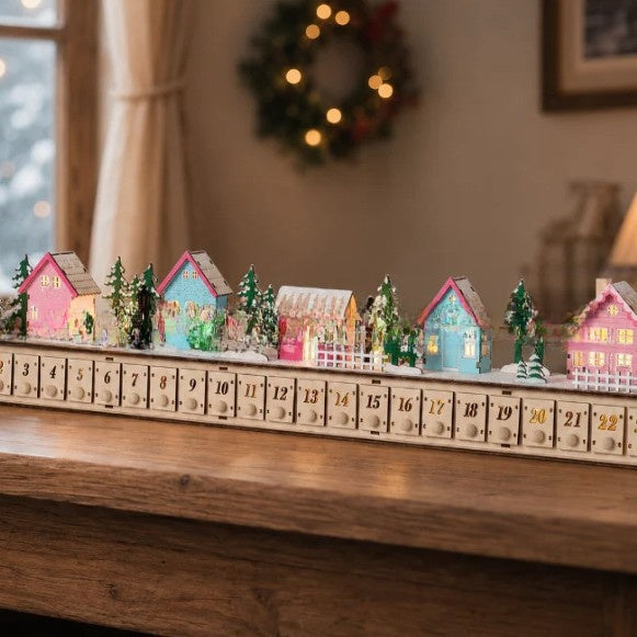 Wooden Christmas Village Advent Calendar