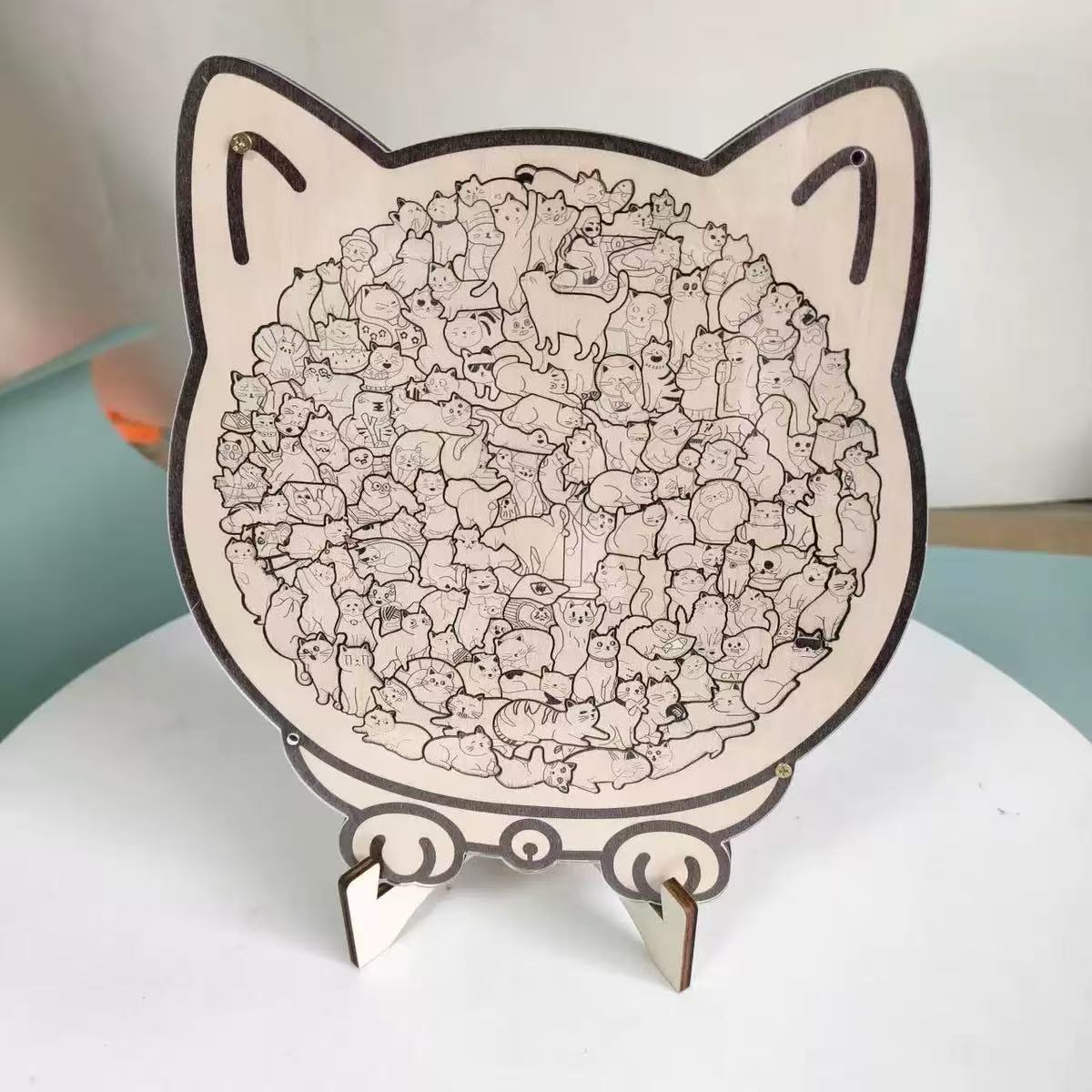 Cat-Shaped Wooden Jigsaw Puzzle
