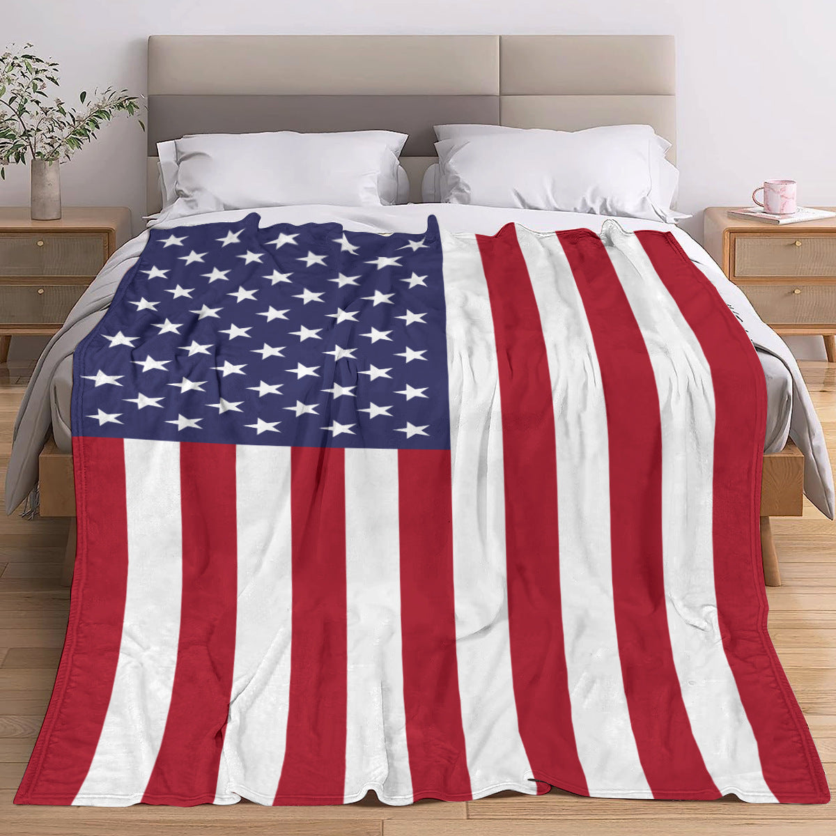 American Flag Flannel Throw Blanket