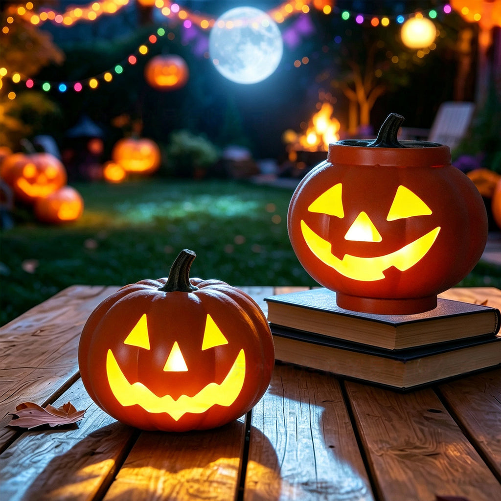 Solar Halloween Pumpkin Iron Lantern