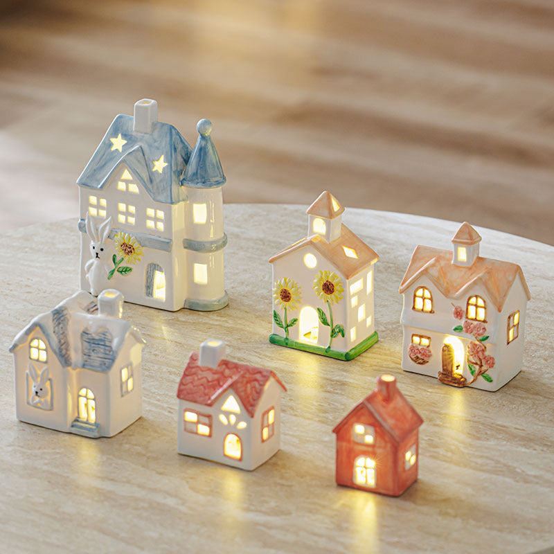 Lighted Ceramic Miniature Village Houses