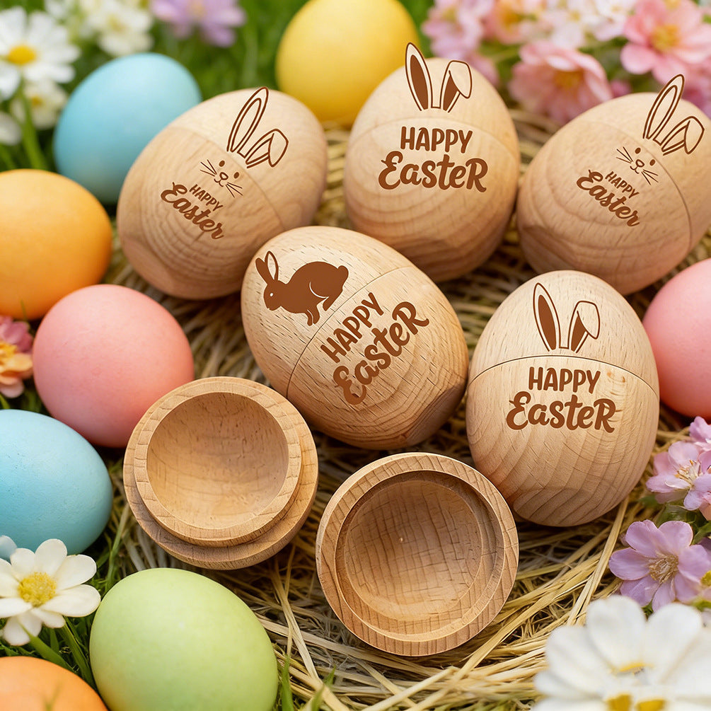 Laser-Cut Wooden Easter Egg Ornaments