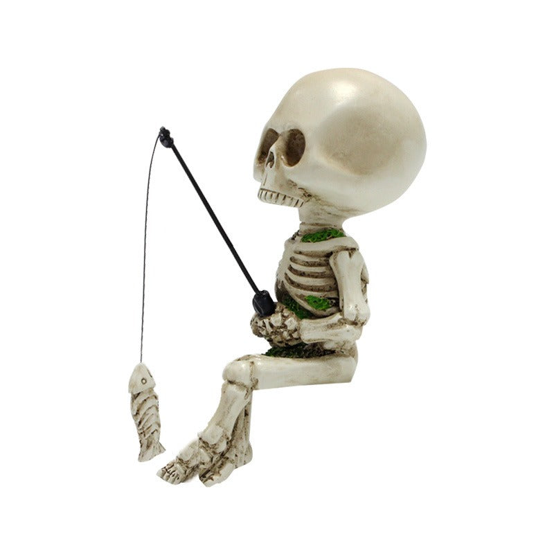 Fishing Skeleton Garden Figurine