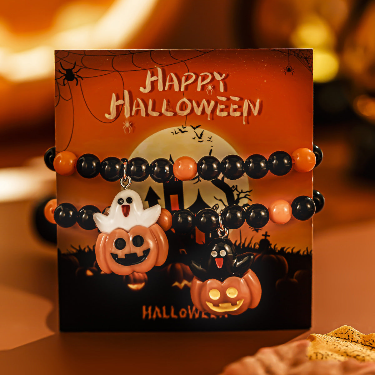 Halloween Ghost & Pumpkin Bracelet