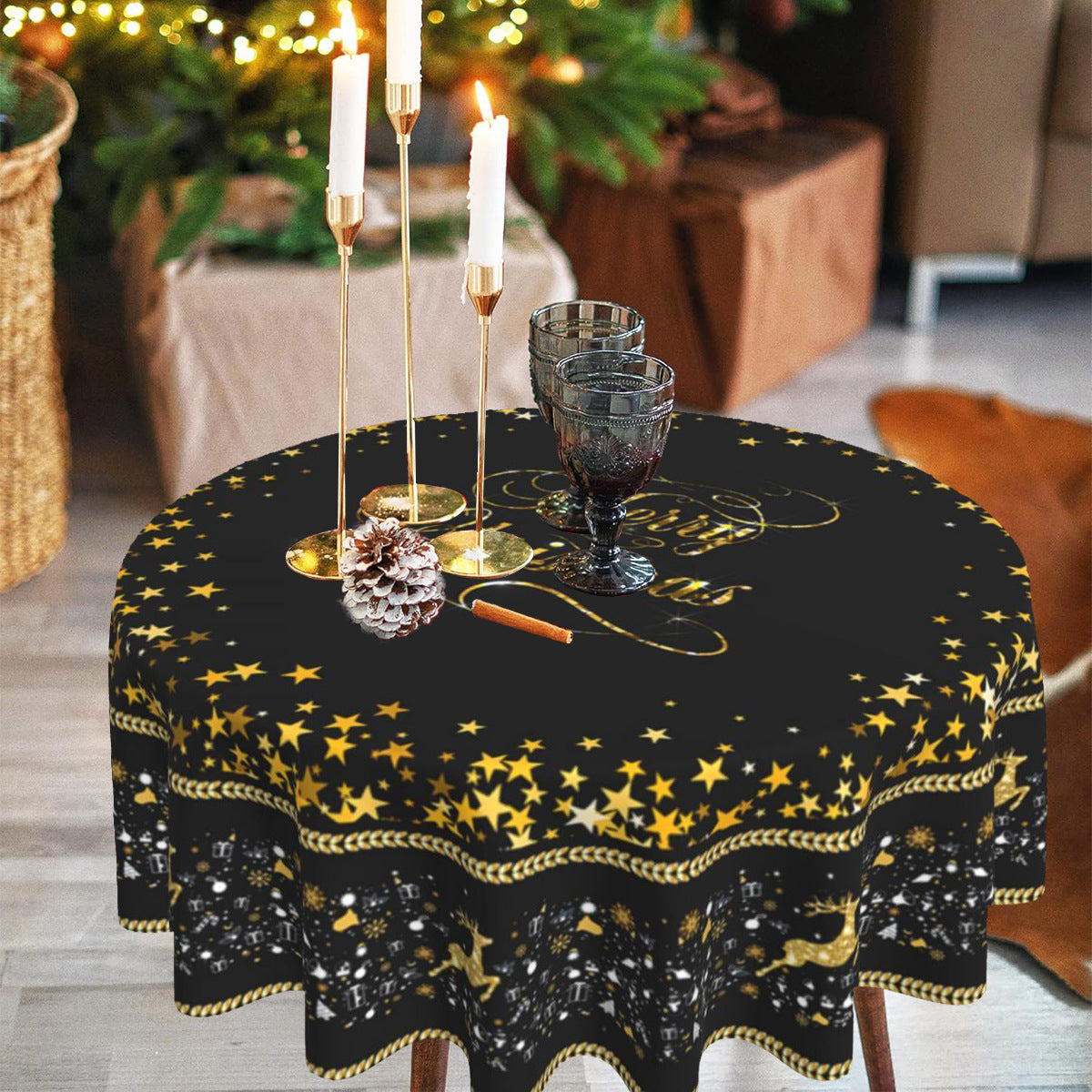 Round Christmas Tablecloth