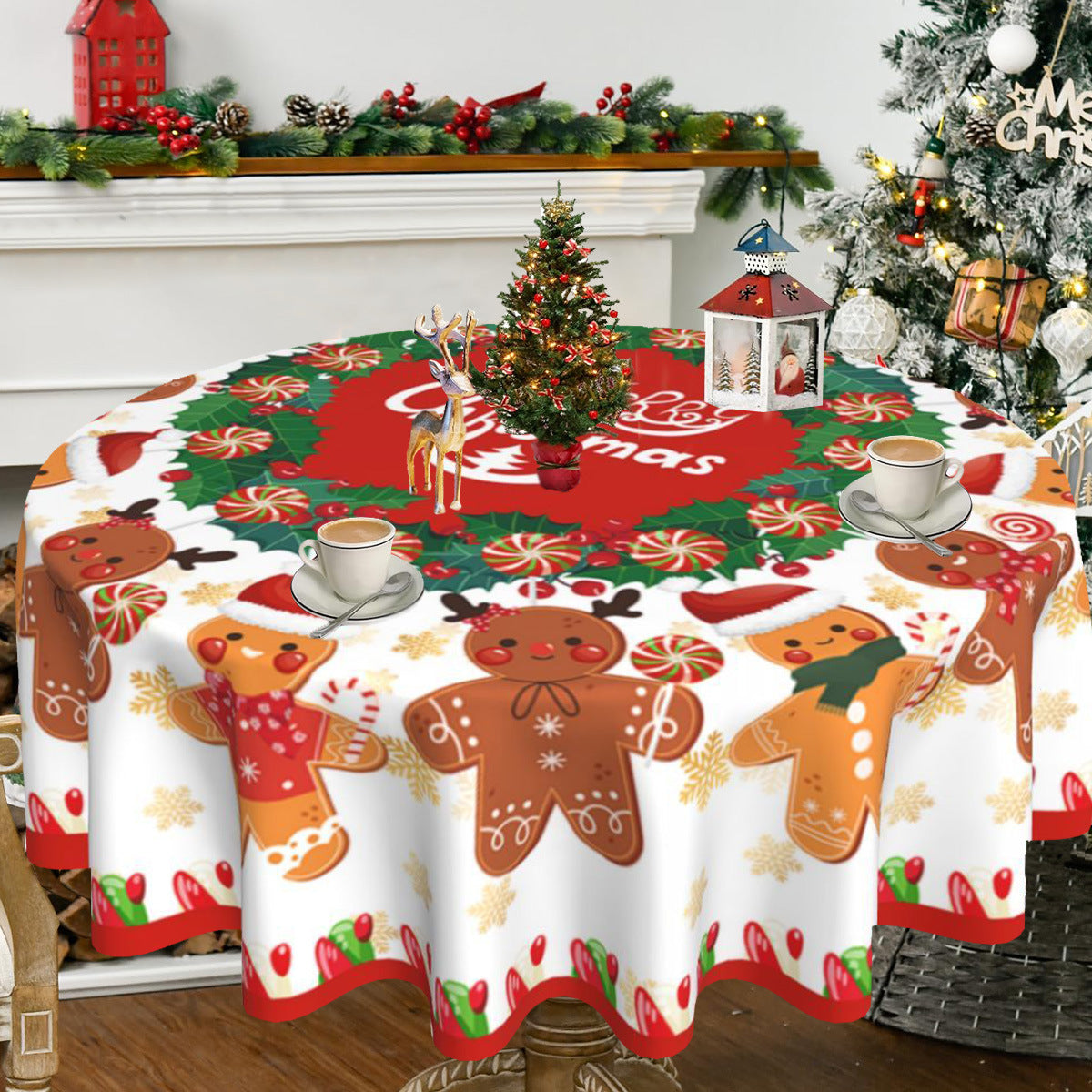Round Christmas Tablecloth