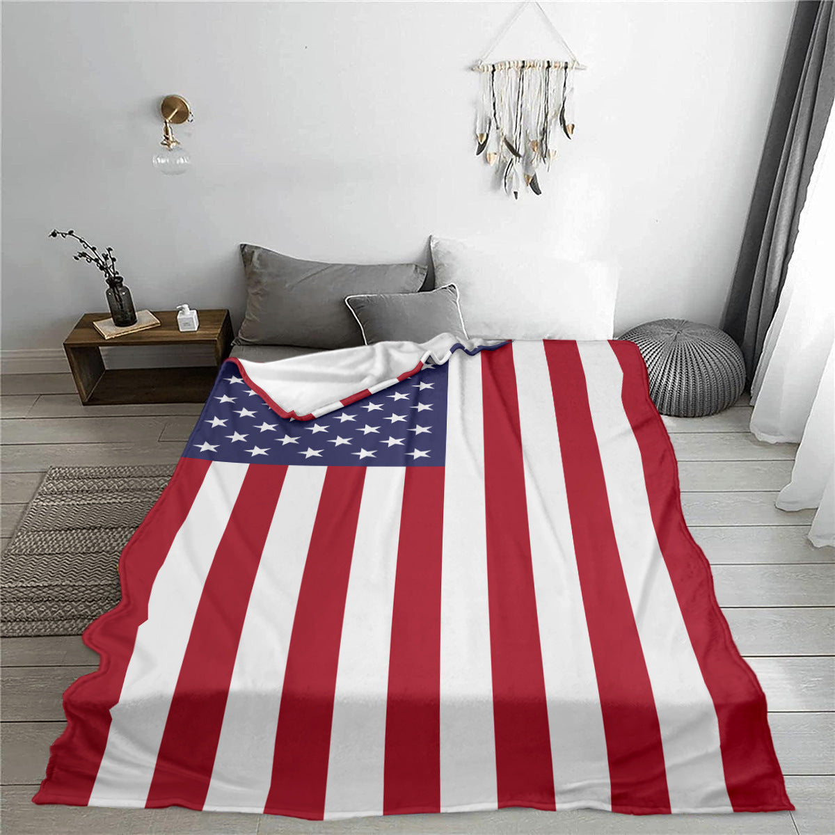 American Flag Flannel Throw Blanket