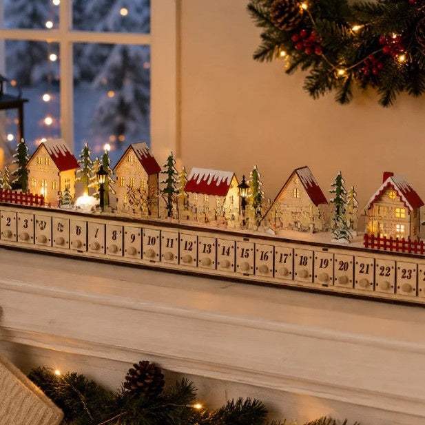 Wooden Christmas Village Advent Calendar